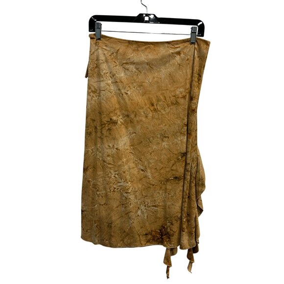 Mesmerize Ruffled Skirt Brown Sz Large Faux Suede Neutral Fall Boho Chic - Picture 2 of 11